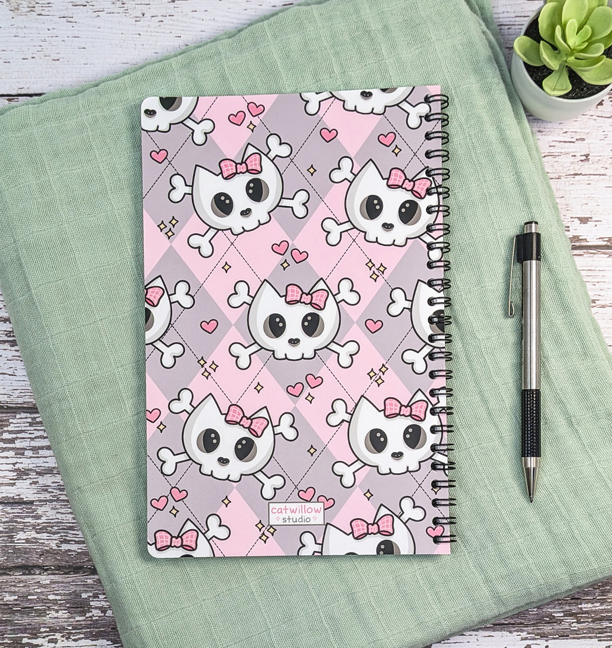 Cat Skull & Bow Tarot Journal