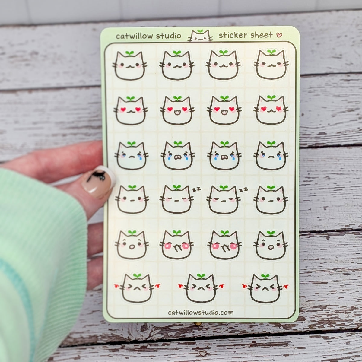 Sprout Cat Emojis Sticker Sheet