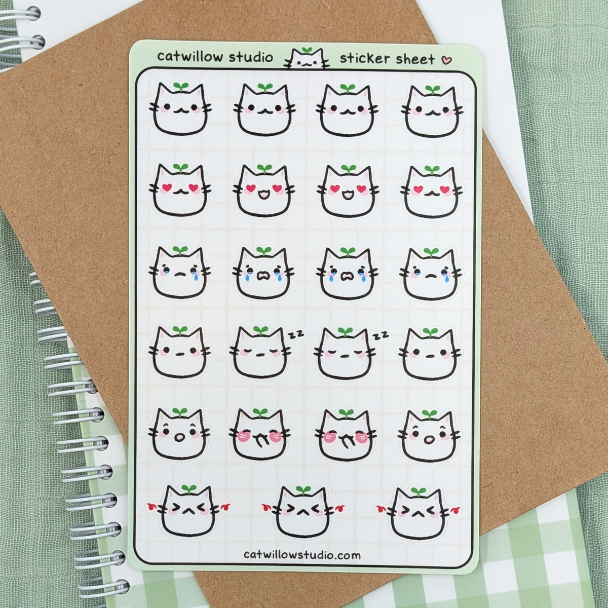 Sprout Cat Emojis Sticker Sheet