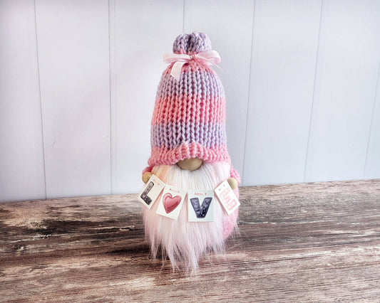 Pink Love Gnome: Valentine's Day Tiered Tray Decor